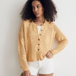 Madewell Floral Open Stitch cardigan in Chamomile